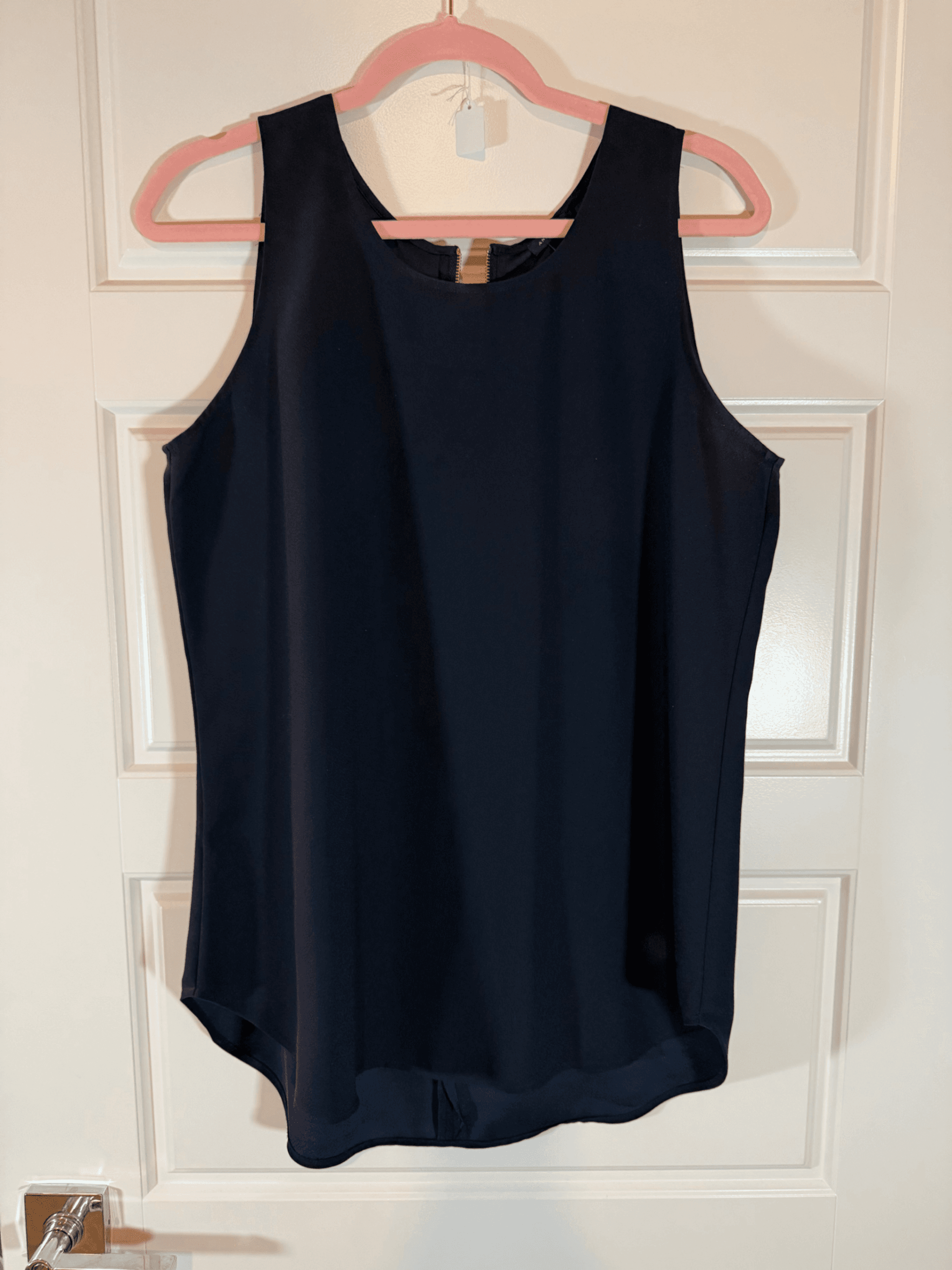 Ann Taylor Sleeveless Black Blouse with Back Zip
