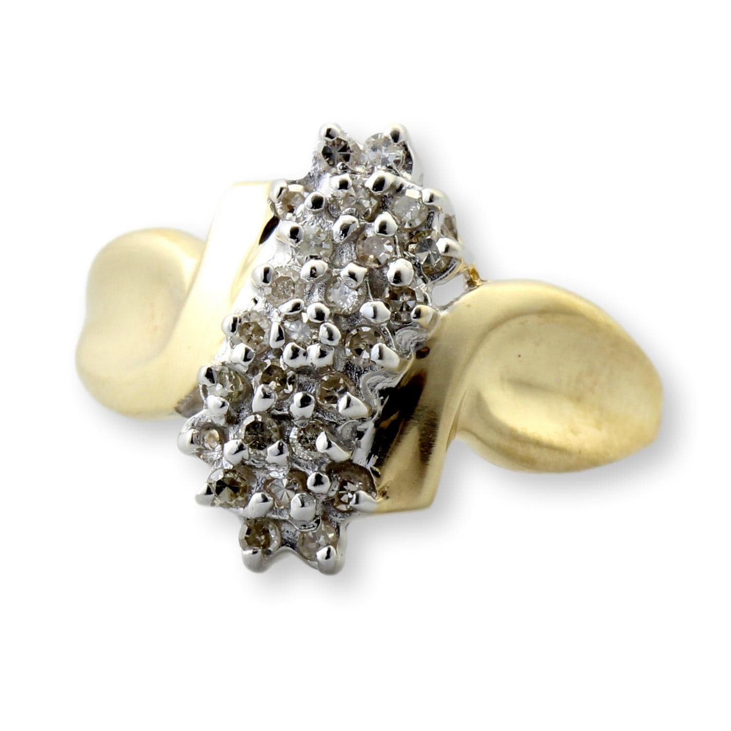 10K Yellow & White Gold Diamond Waterfall Cluster Ring - Size 6.75