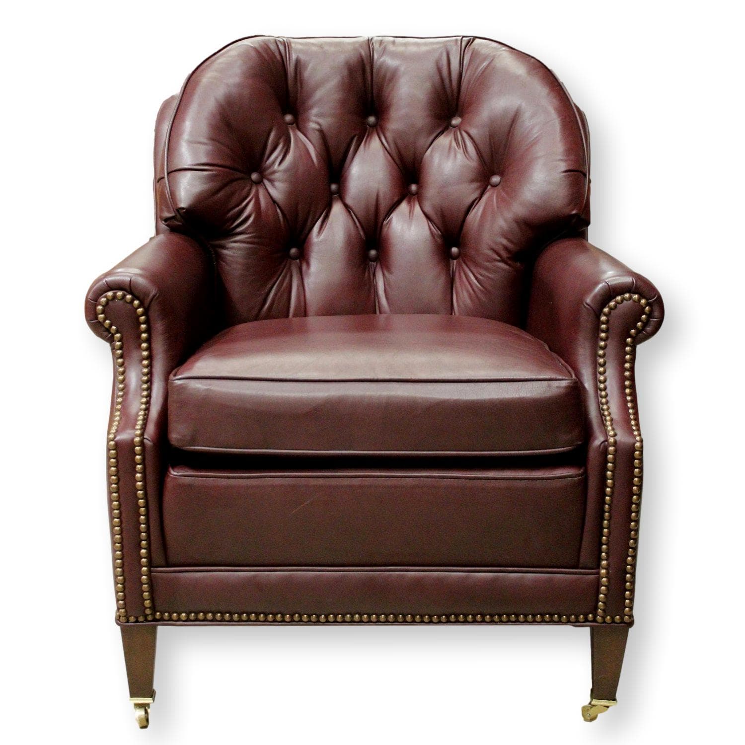 Ethan Allen Burgundy Leather Chair - Burgundy