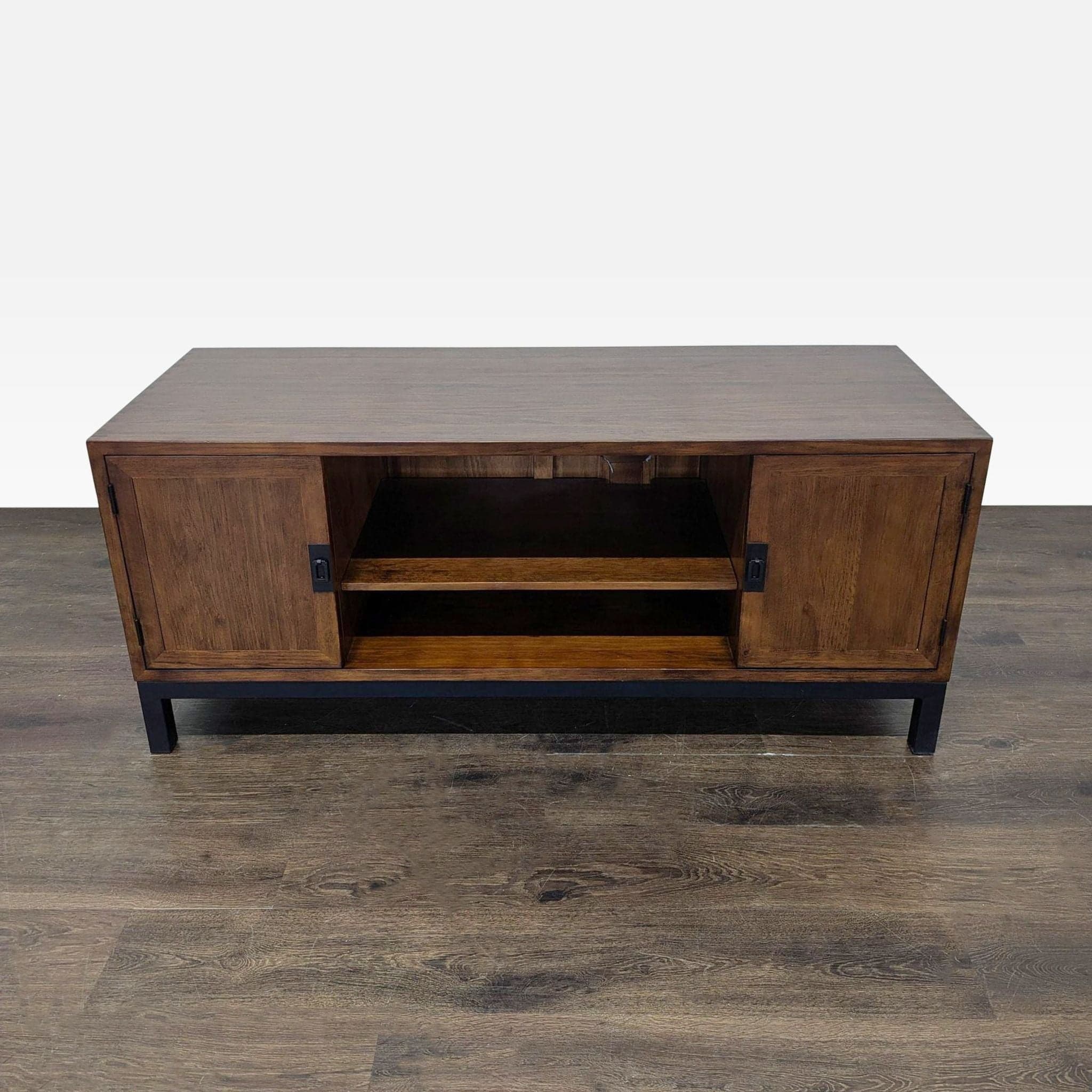 Wood Media Console on Metal Base