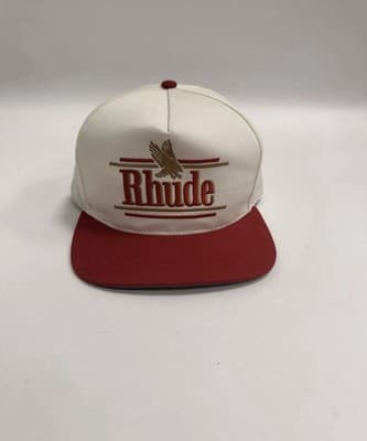 RHUDE EAGLE LOGO HAT-CREAM/RED SNAPBACK-OS-MSRP $350-NEW WITH TAGS