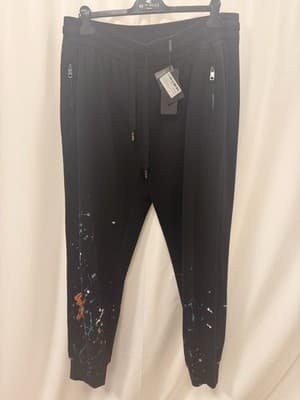 Dolce & Gabbana Black Splatter Sweatpants Cotton Size 56 MSRP $350 Brand New
