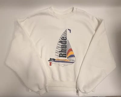 Rhude Catamaran Champion Graphic Crewneck Sweater Polo Nautica SIze L