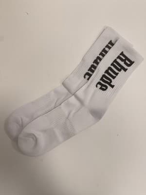 Rhude White Black Crew Socks Logo Pattern Mid Calf Men’s 1 Pair