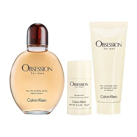 Obsession 3 Pcs Set for Men: 4.2 Eau De Toilette Spray + 2.6 Deodorant Stick + 3.3 Body Wash