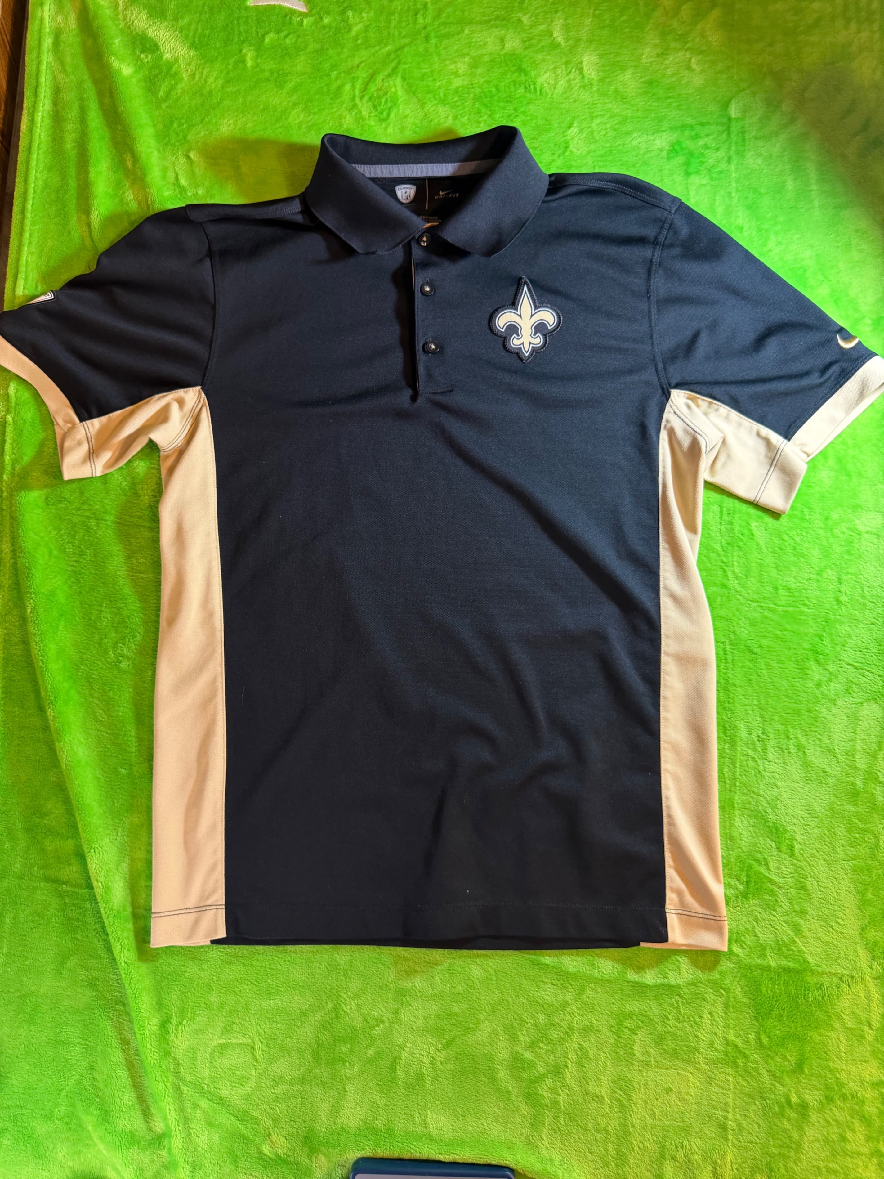 Nike NFL New Orleans Saints Dri-FIT Training Polo Mens Sz S Black