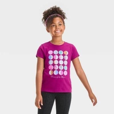 #5836 XXL Plus Girls' Short Sleeve 'Moon Phase' Graphic T-Shirt - Cat & Jack Deep Magenta - Default