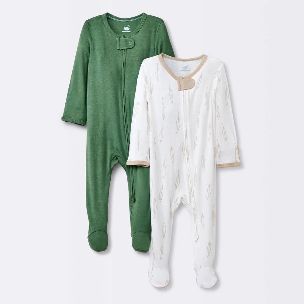 #3438 Newborn Baby Boys' 2pk Modal Sleep N' Play - Cloud Island Green - Default