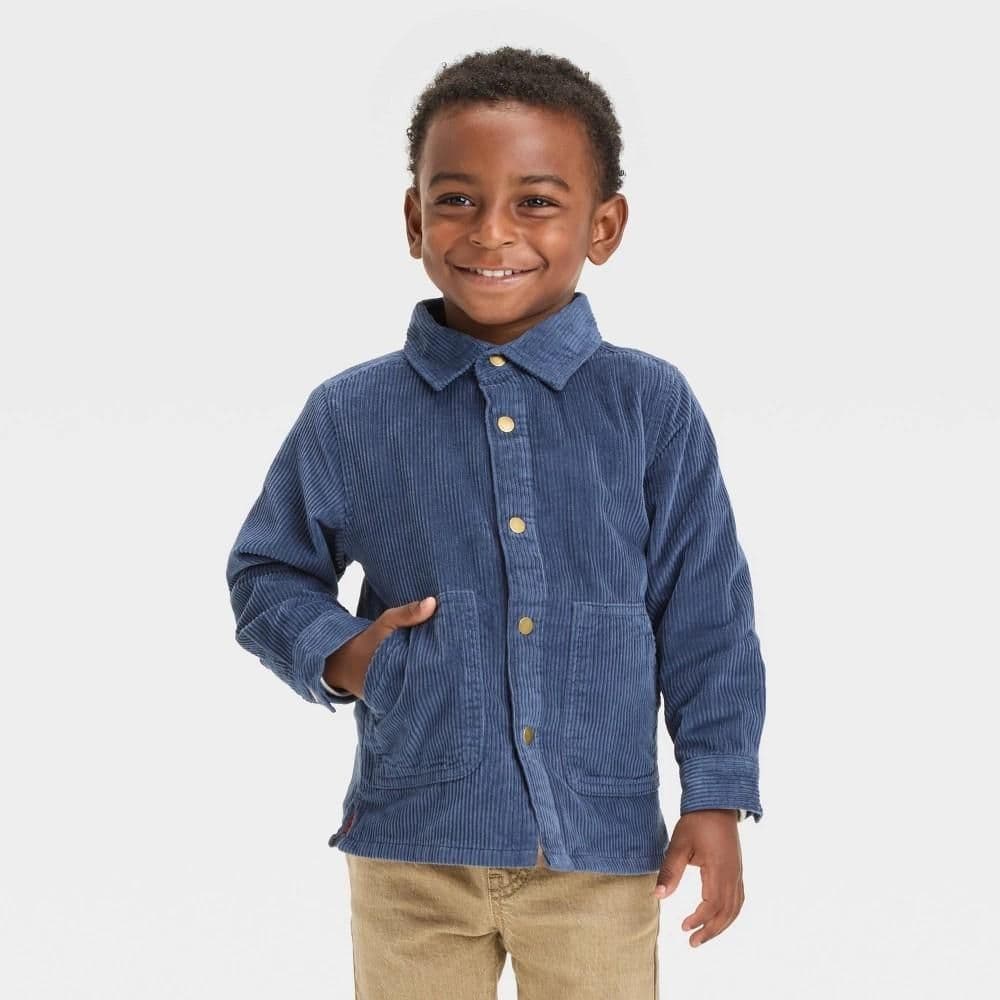 #9135 5T Toddler Boys' Corduroy 'Button-Up' Shirt - Cat & Jack Geneva Blue - Default