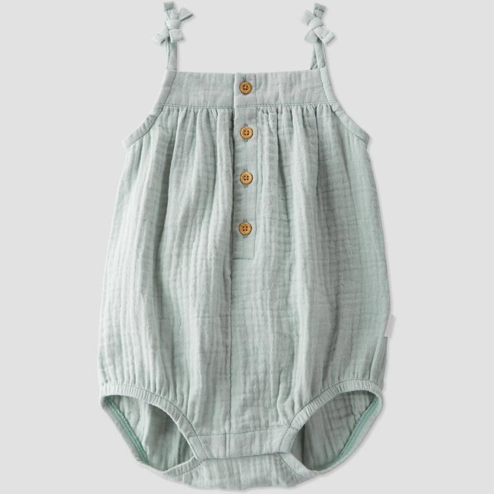 #8044 Newborn Newborn Little Planet by Carter's Organic Baby Girls' Gauze Bubble Mint Jumpsuit - Default