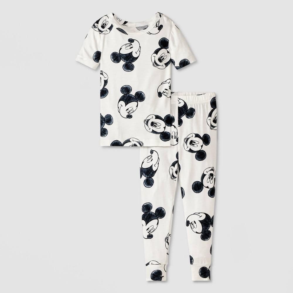 #8673 2T Toddler 2pc Snug Fit Mickey Mouse and Friends Pajama Set - White - Default