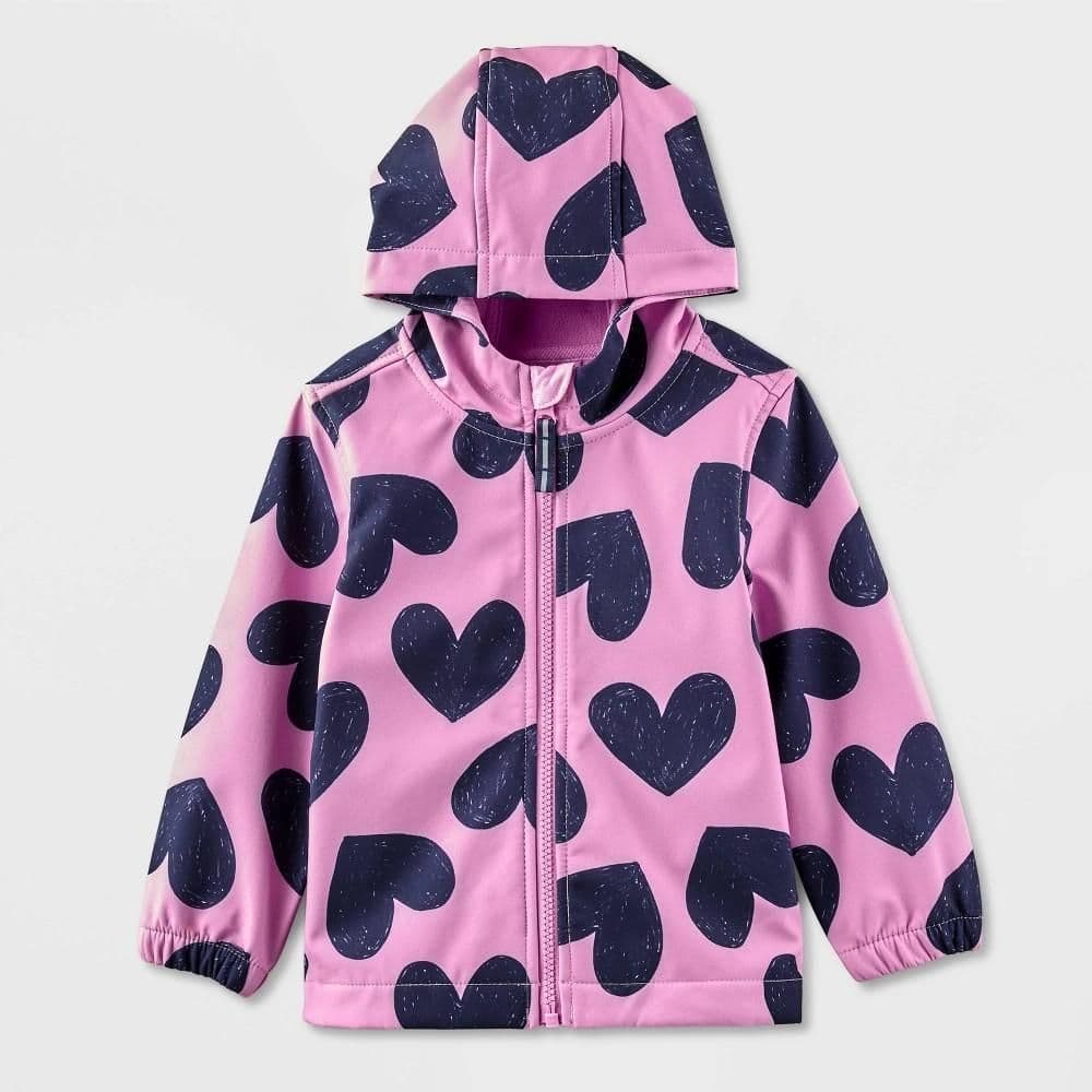 #9067 4T Toddler Girls' Heart Printed Softshell Jacket - Cat & Jack Lavender - Default