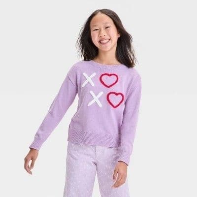 #5016 XS Girls' Long Sleeve Pullover Sweater - art class Light Purple - Default