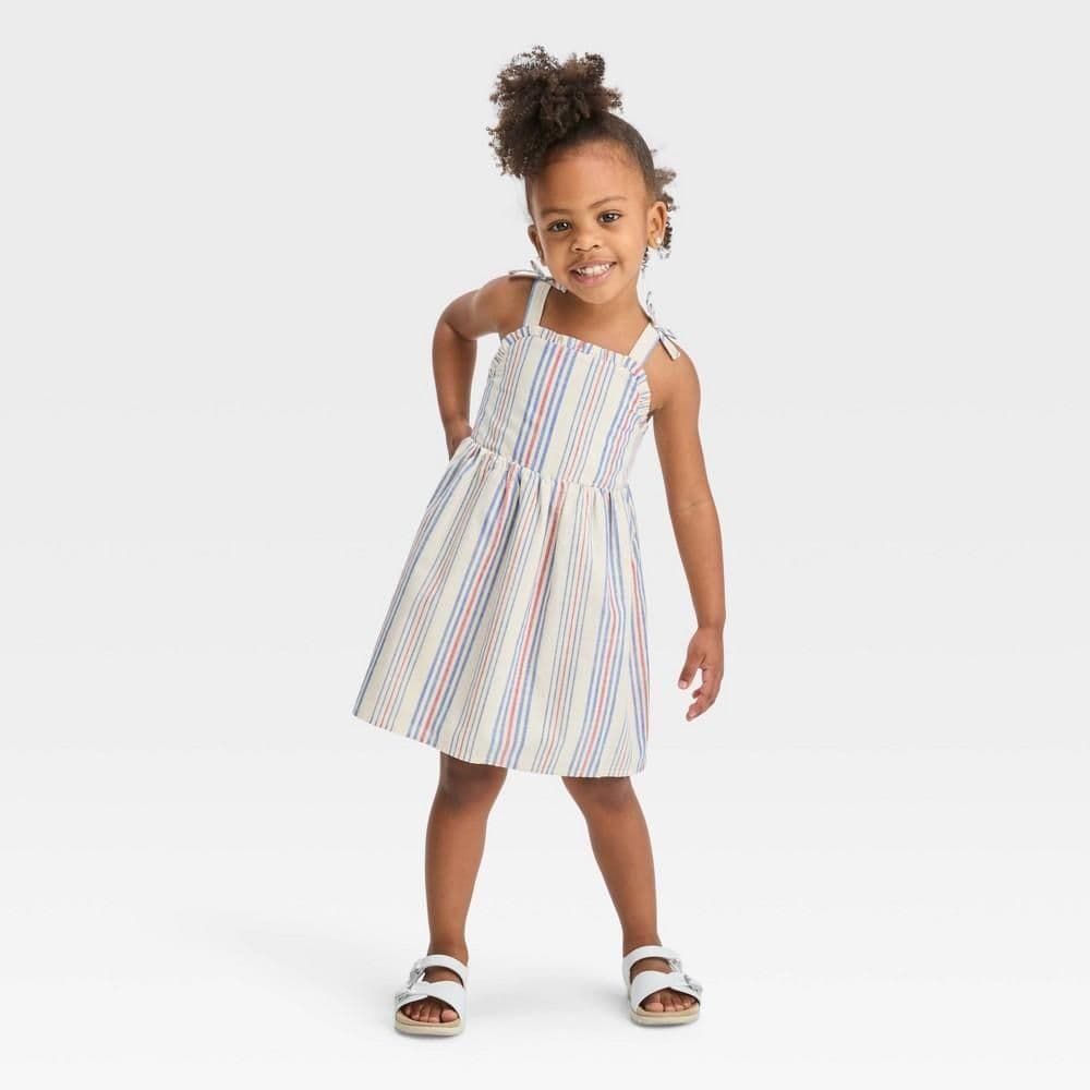 #4318 2T Toddler Girls' Tie-Dye Sleeveless Striped Shoulder Dress - Cat & Jack - Default