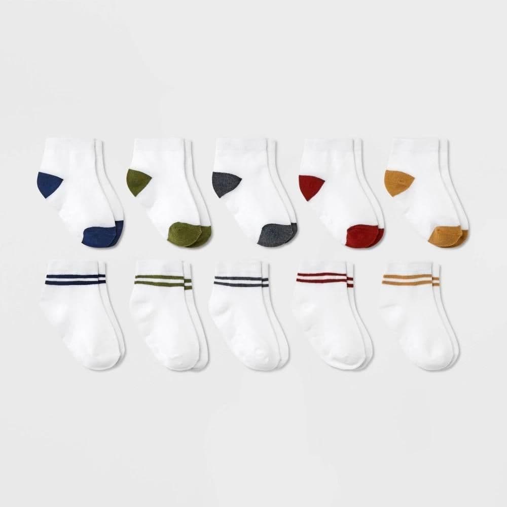 #8797 2T-3T Toddler 10pk Striped Ankle Socks - Cat & Jack - Default