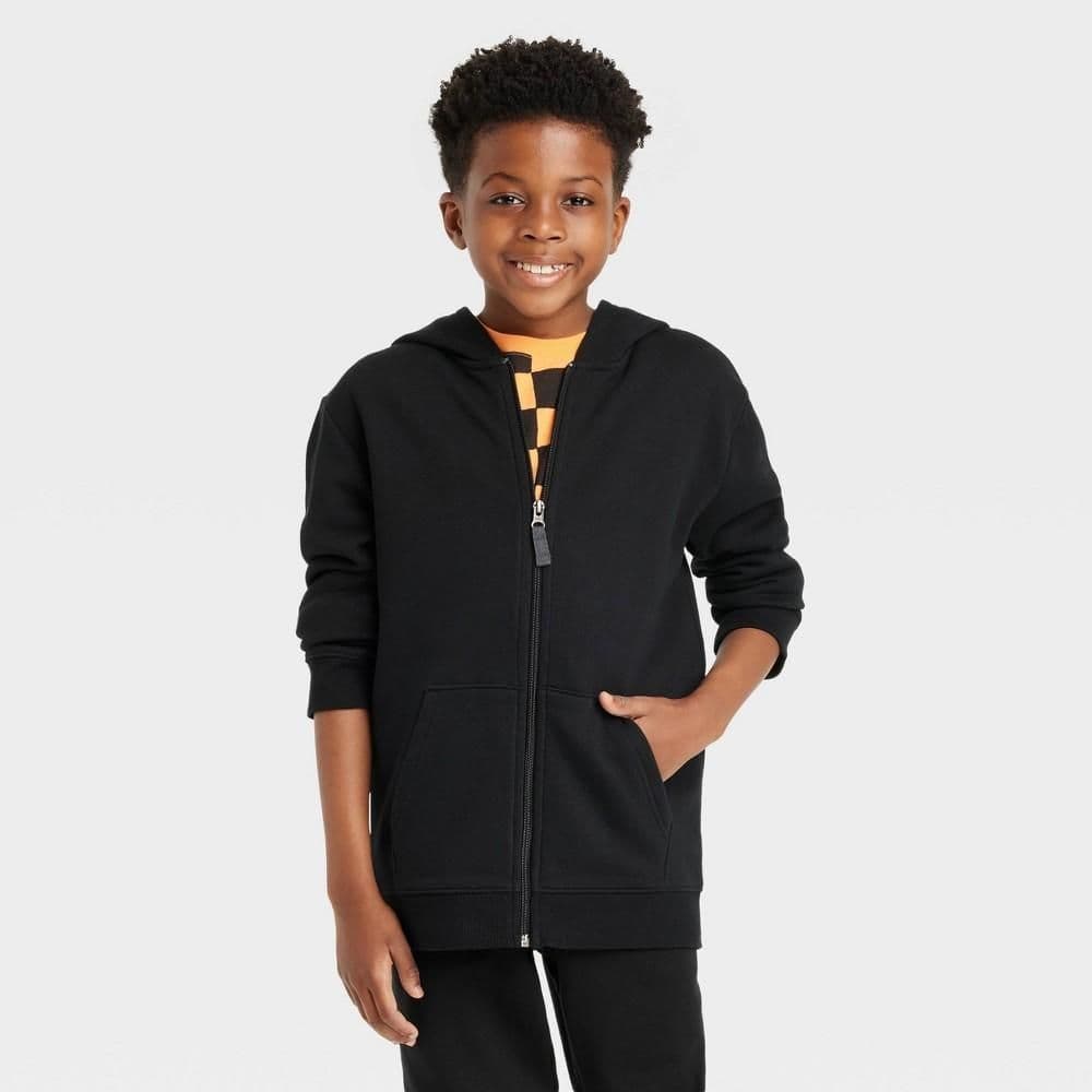 #5474 Large Boys' Fleece Zip-Up Sweatshirt - Cat & Jack Black - Default