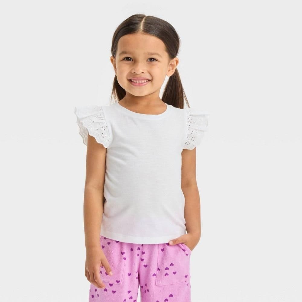 #2456 2T Toddler Girls' EyeletTop - Cat & Jack White - Default