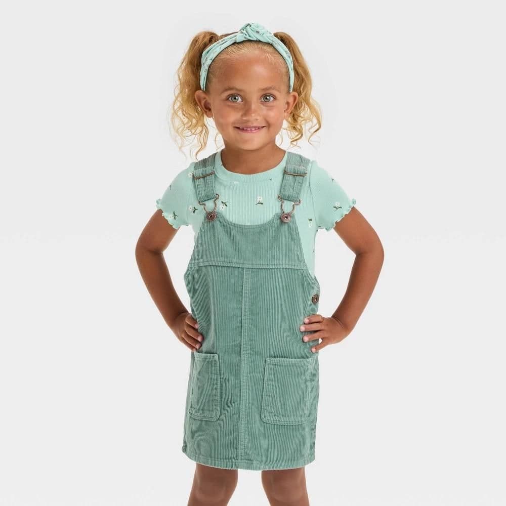#8966 4T OshKosh B'gosh Toddler Girls' Corduroy Skirtall - Olive Green - Default