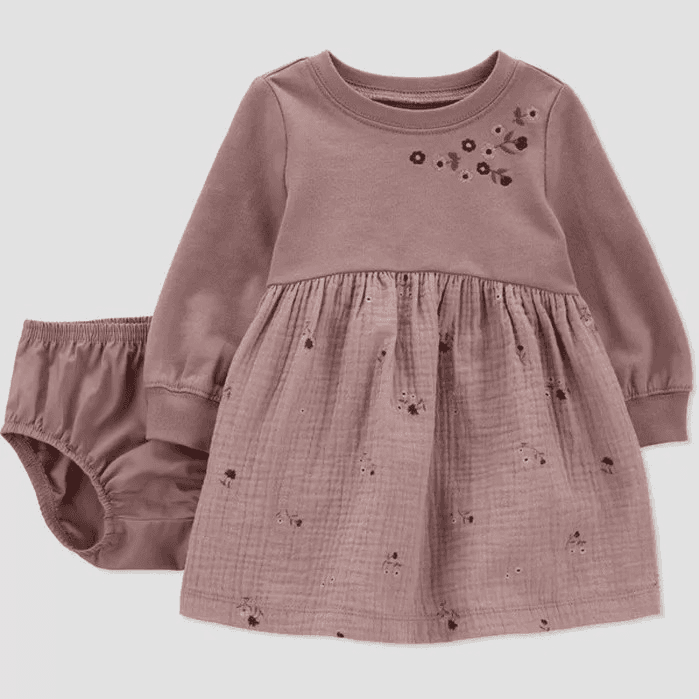 #3480 Newborn Carter's Just One You Baby Girls' Embroidered Dress - Pink - Default