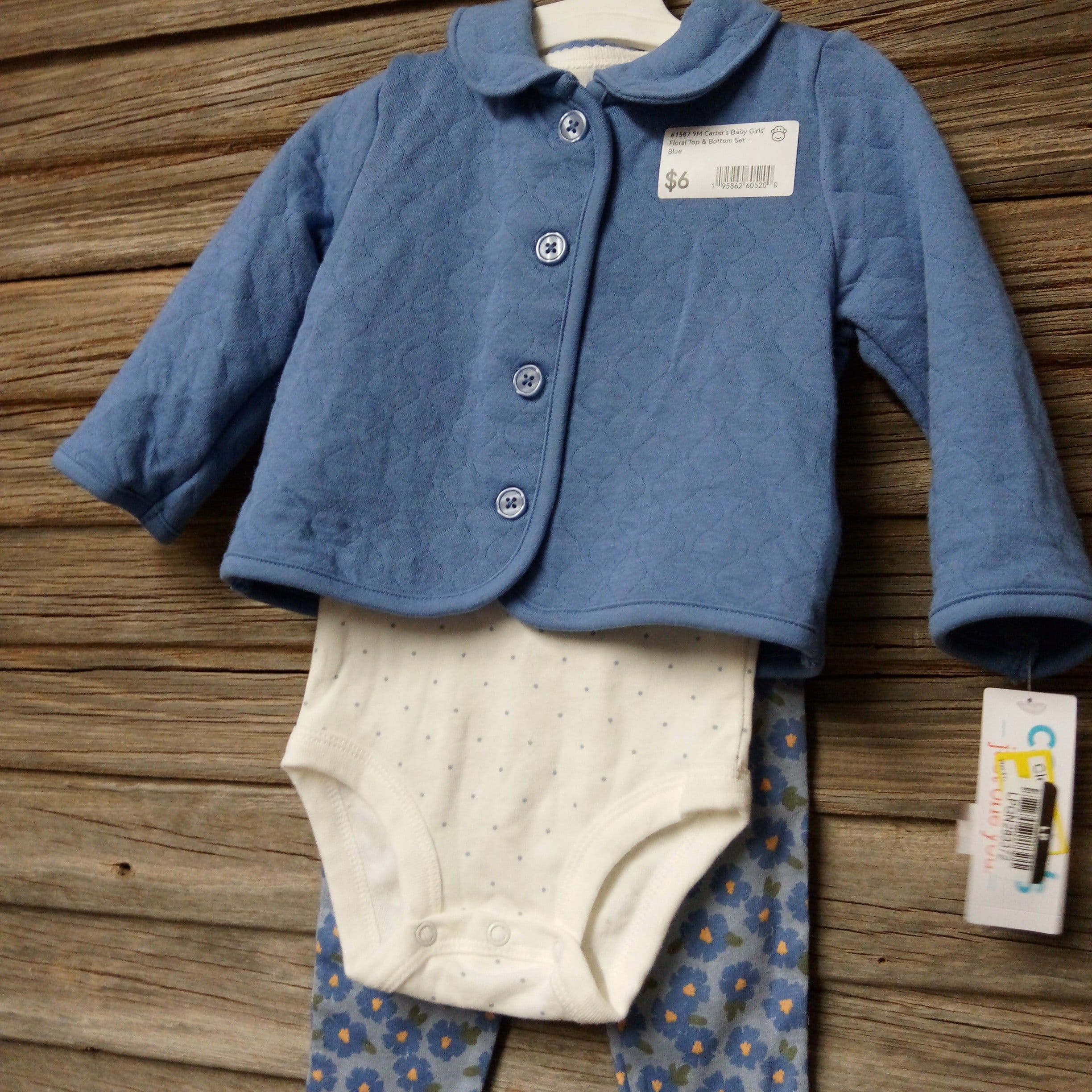 #1587 9M Carter's Baby Girls' FloralTop & Bottom Set - Blue - Default