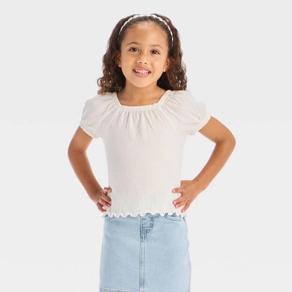 #9062 4T Toddler Girls' Floral Shirt - Cat & Jack Cream - Default