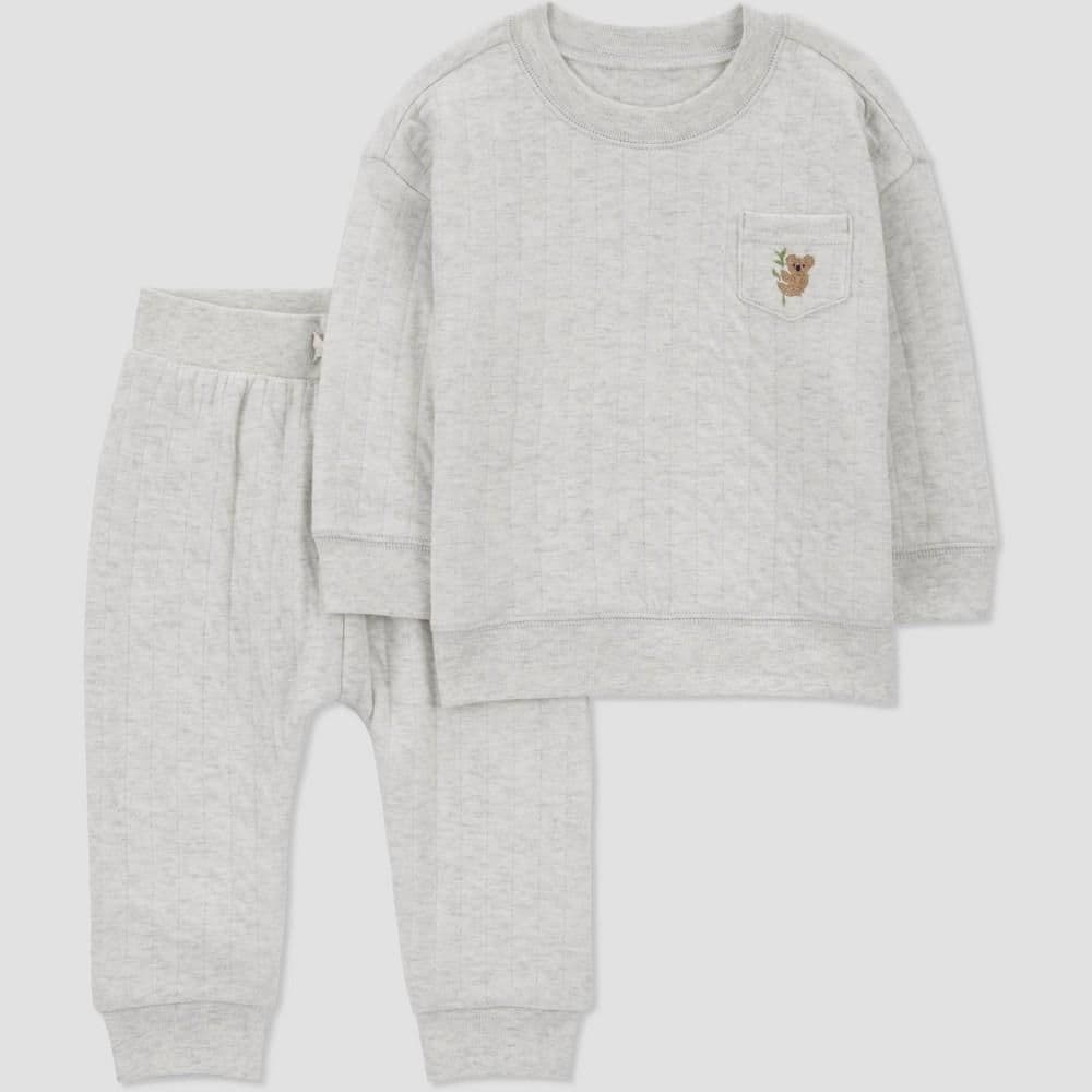 #1075 Newborn Carter's Baby Quilted Acorn Coordinate Set - Gray - Default