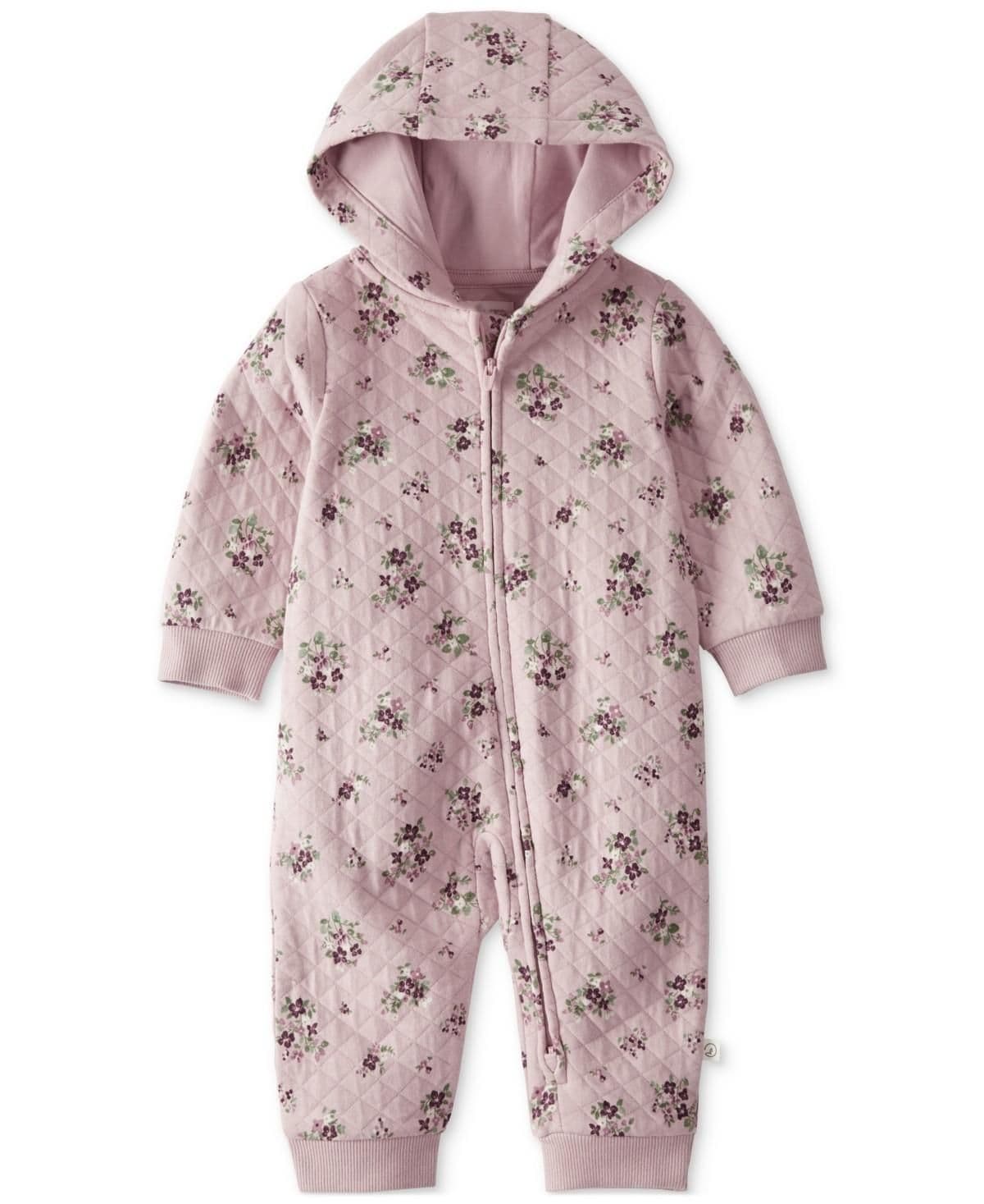 #8646 24M Little Planet by Carter's Organic Baby Girls' Floral Quilted Zip Pram Coveralls - Pink - Default