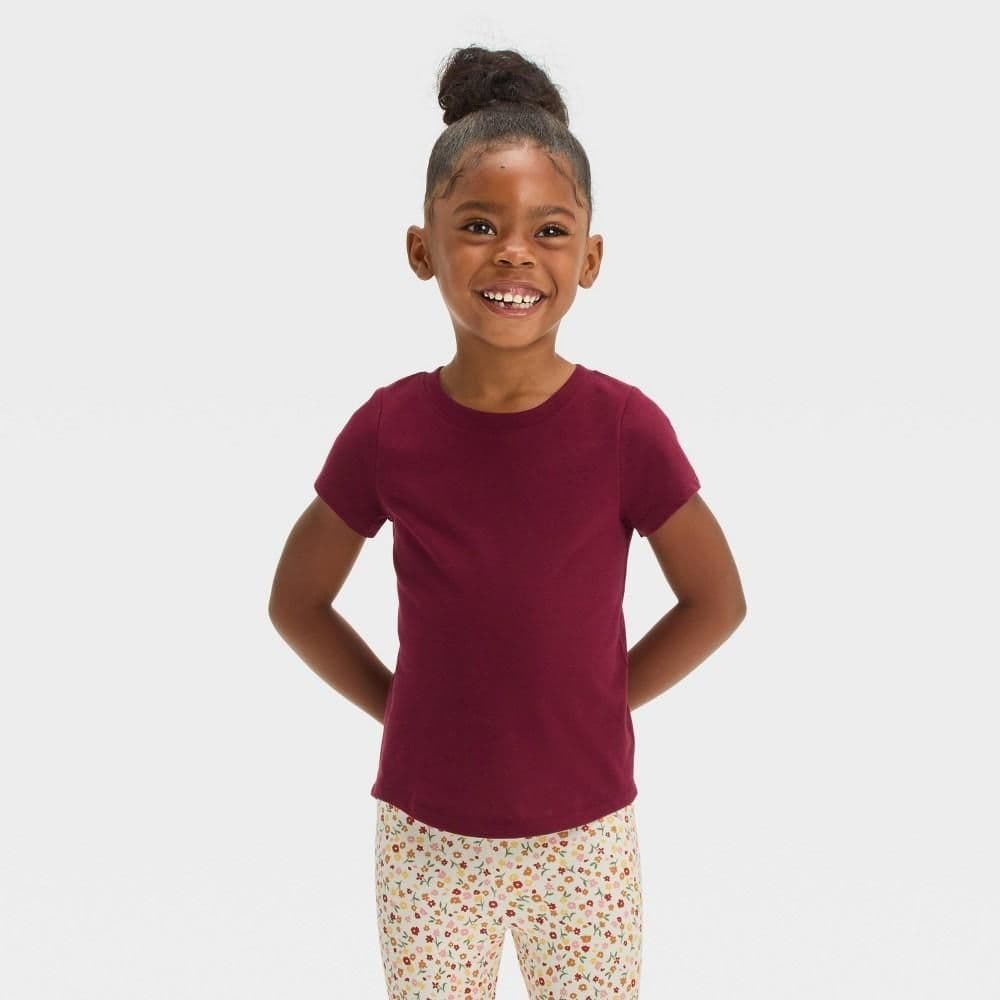 #4162 18M Toddler Girls' Solid Short Sleeve T-Shirt - Cat & Jack Red - Default