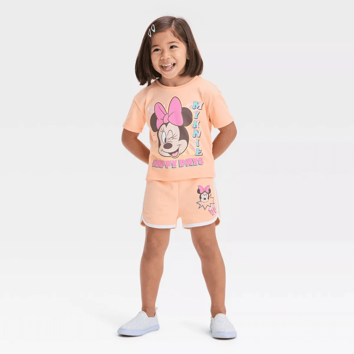 #9168 5T Toddler Girls' 2pc Disney Minnie Mouse T-Shirt & Retro Knit Shorts Set - Orange - Default