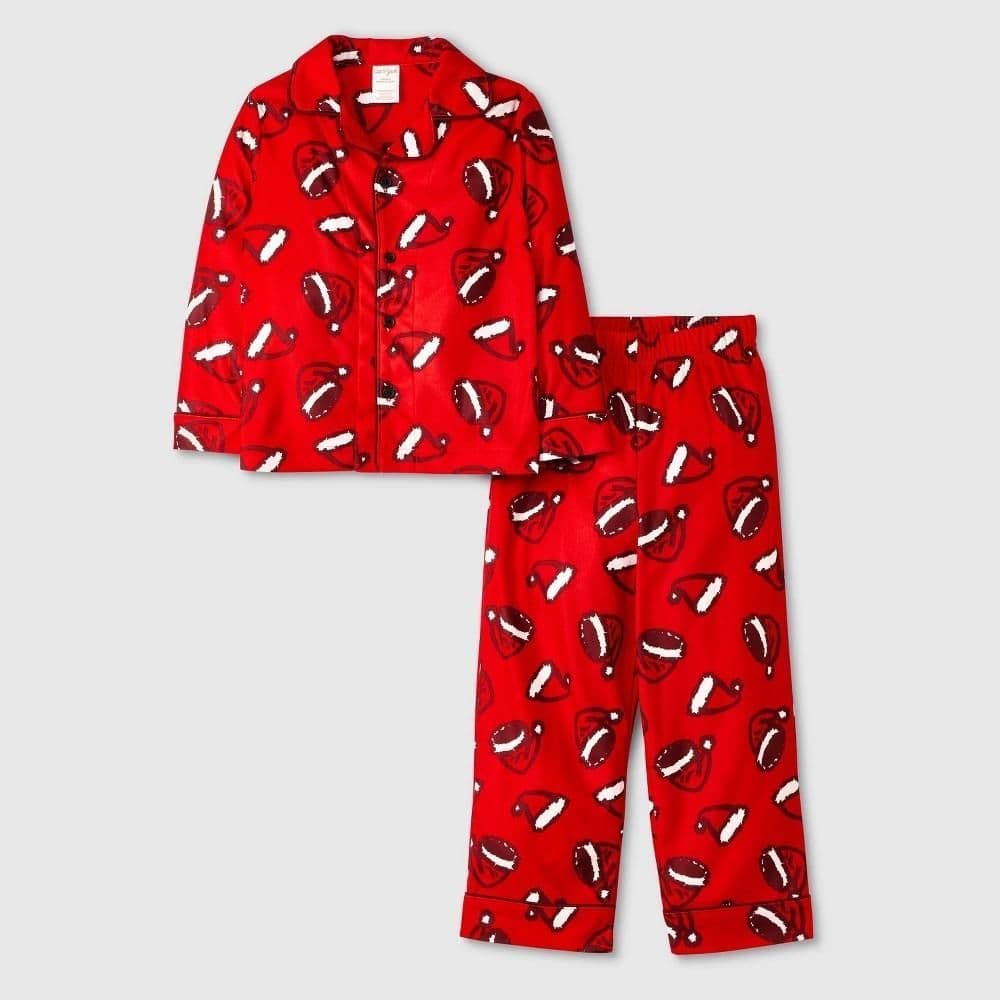 #1810 12M Toddler 2pc Santa Hats Christmas Coat Pajama Set - Cat & Jack Red - Default