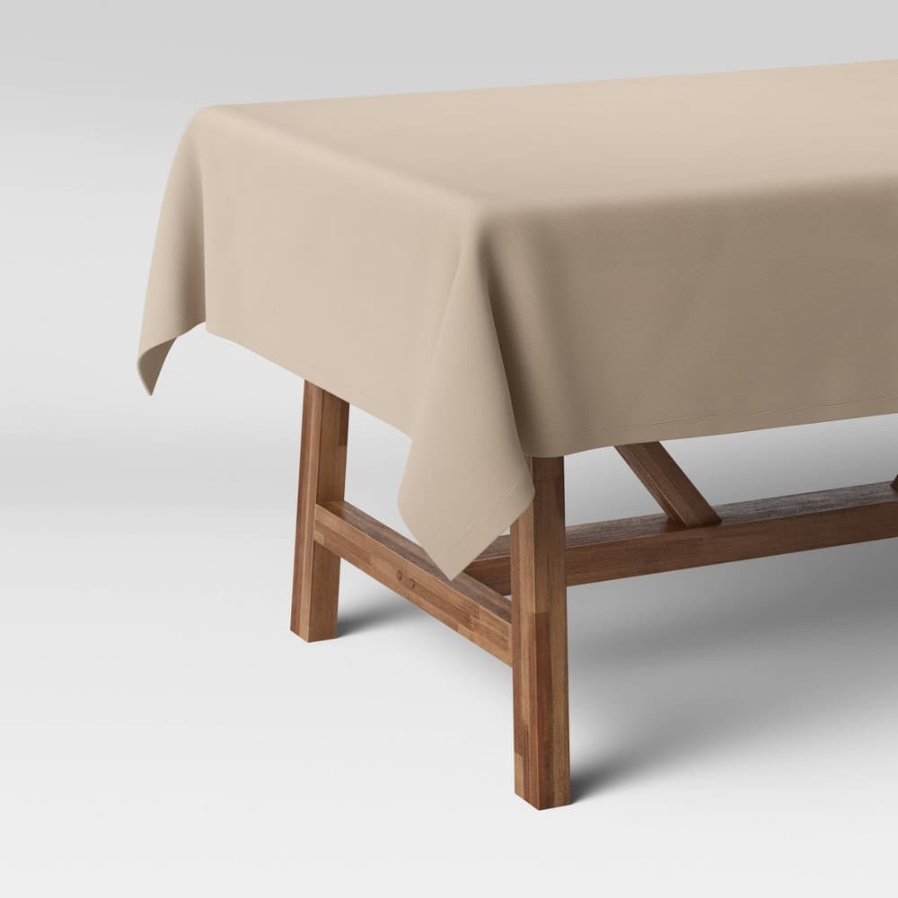 104" X 60" Solid Tablecloth Natural - Threshold™: Traditional Rectangle, Cotton & Recycled Polyester, Autumn Decor - Regular