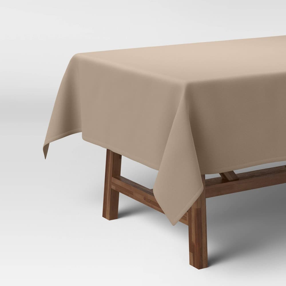 84" X 60" Solid Tablecloth Neutral - Threshold™: Traditional Tan Cotton, Recycled Polyester, Fall Decor - Regular