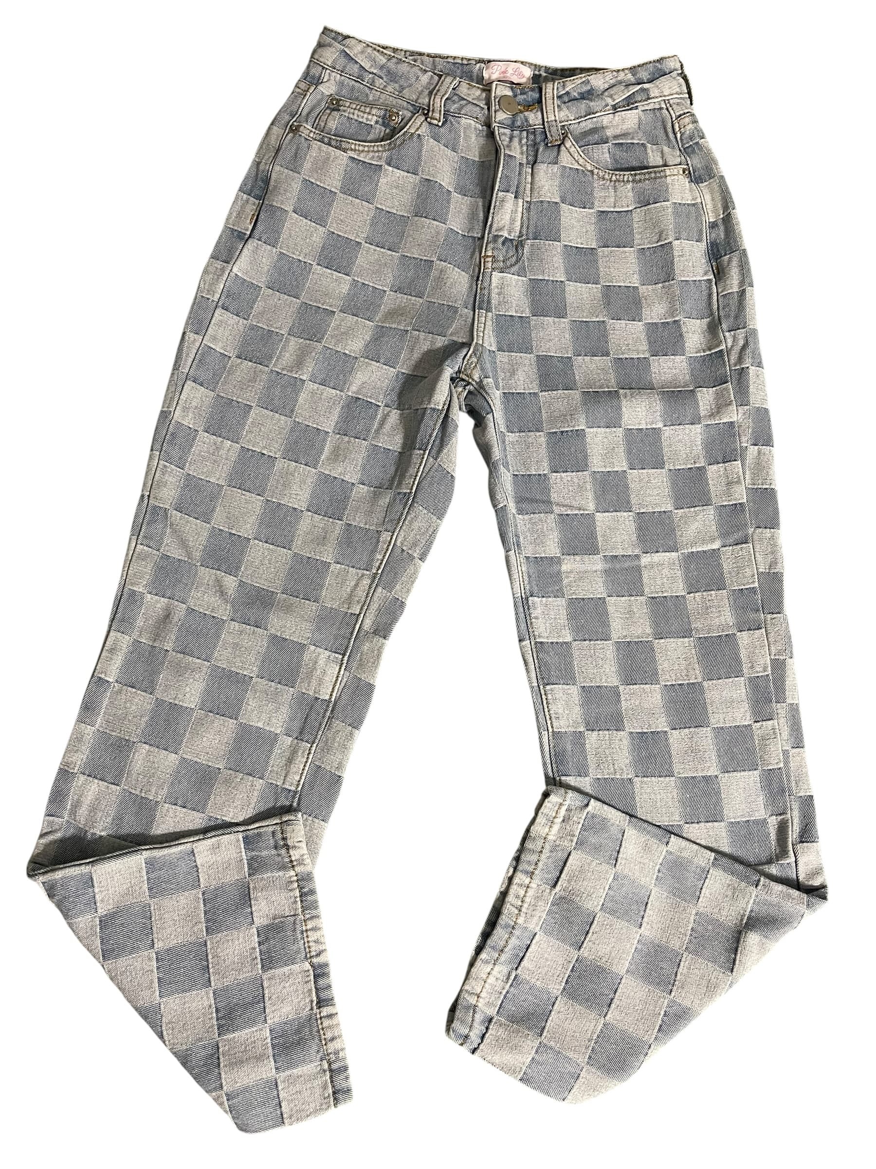 Pink Lily Women’s Checkered Pattern Jeans