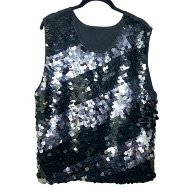 Black & Silver sequin sleeveless top XL