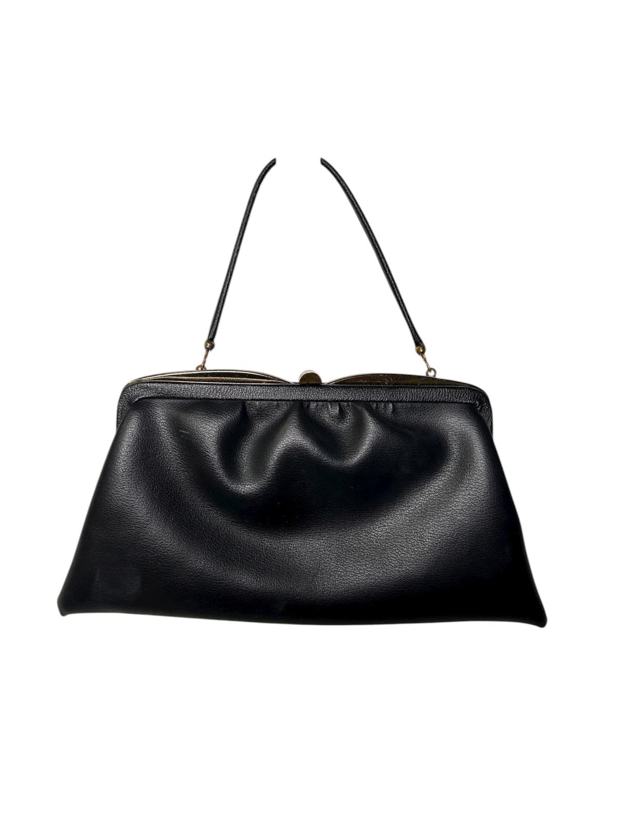 Vintage Ande Black Pleather Purse Clutch