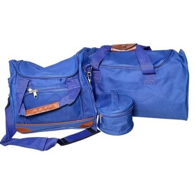 NEW 3 piece blue weekender bag tote set