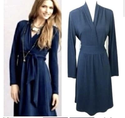 CAbi 227 Chelsey Faux Wrap Dress Teal Blue Size M