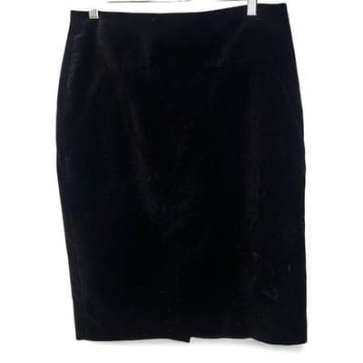 Ann Taylor Black Velvet Pencil Skirt Size 10 Dark Academia