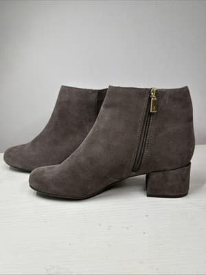 Kenneth Cole Reaction Grey Suede Zip Booties Size 8