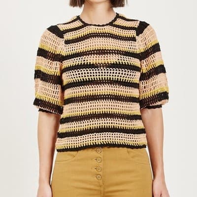 NWT Ulla Johnson Amata Crochet Open Knit Top in Sunflower Cottagecore Bohemian M