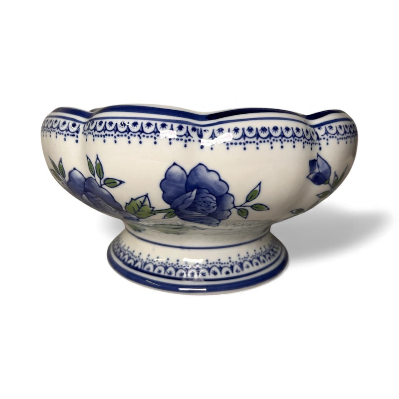 AAA Imports Decoware Pottery Footed Floral Planter/Fruit Bowl Scalloped Edge