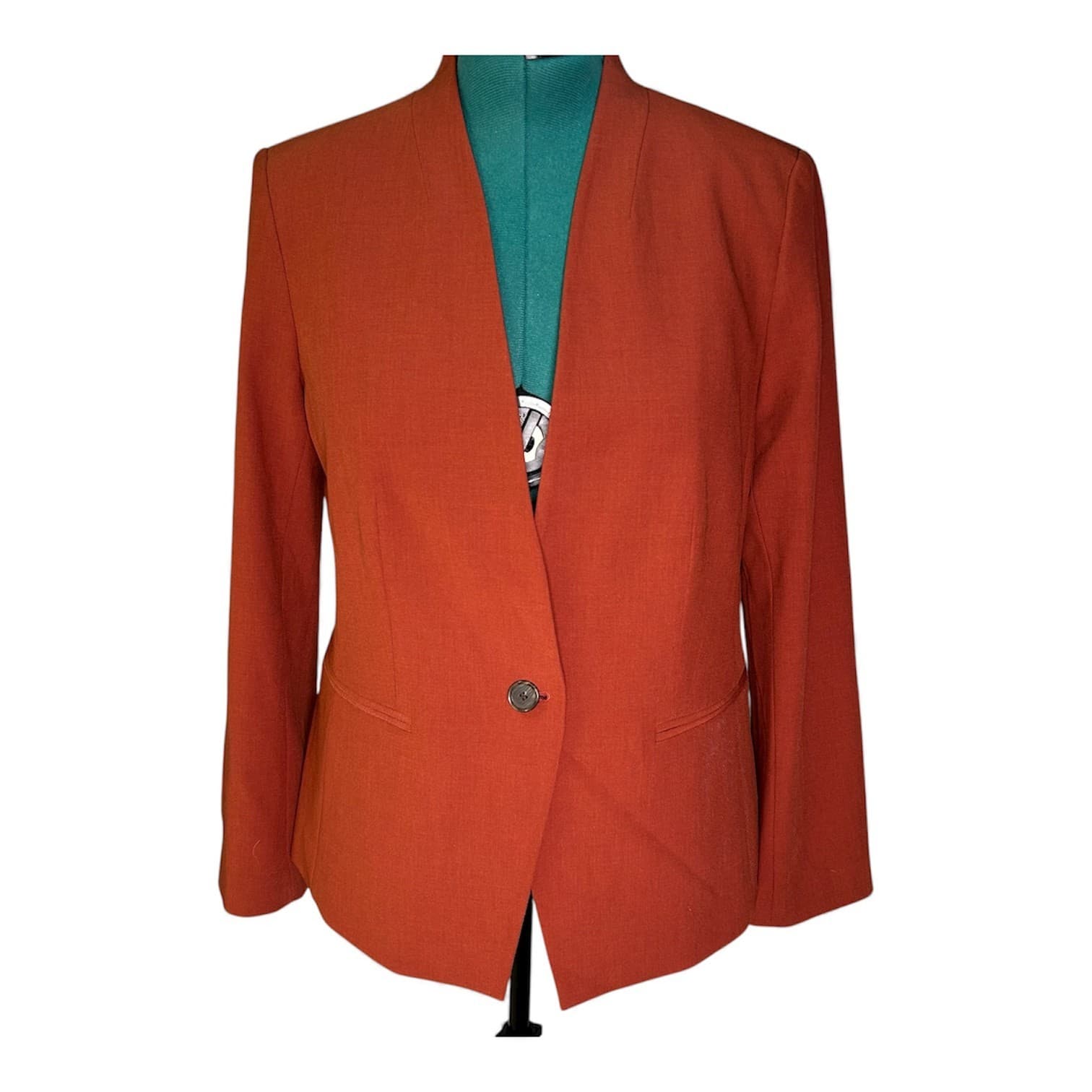 Ann Taylor burnt orange one-button blazer size 12 Boss Babe Office Wear