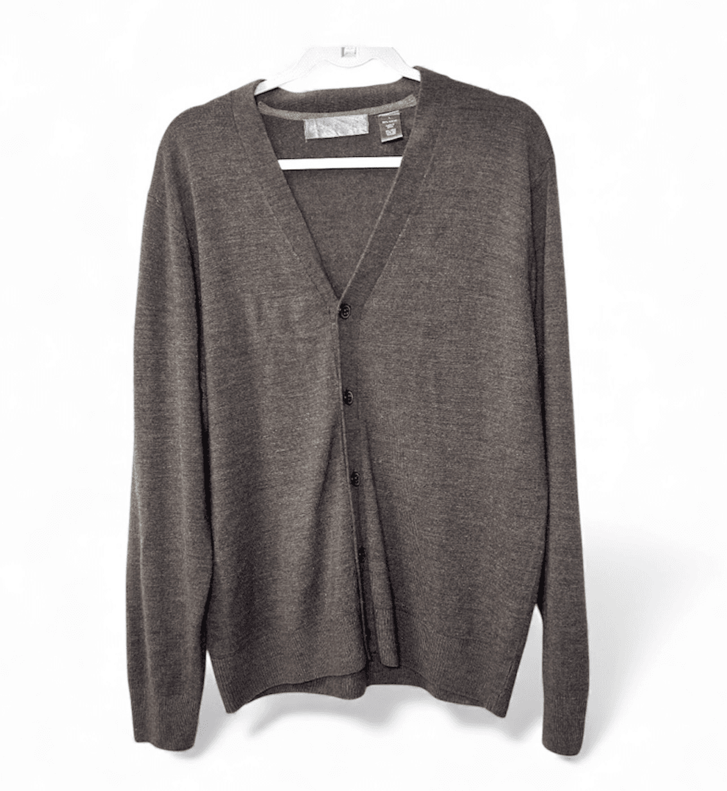 Oscar de la Renta Charcoal Gray Cardigan Grandpa Sweater Size L