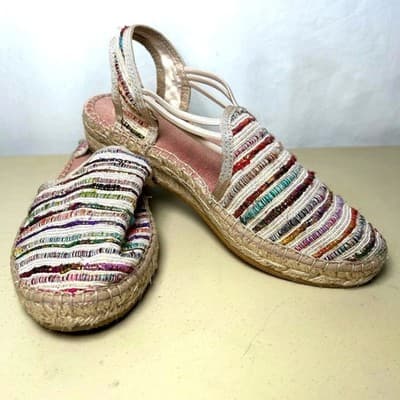 Toni Pons Noa women's rainbow woven espadrille wedge sandals Size 37