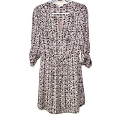 DR2 100% polyester long sleeve gray V-neck shirt dress Small