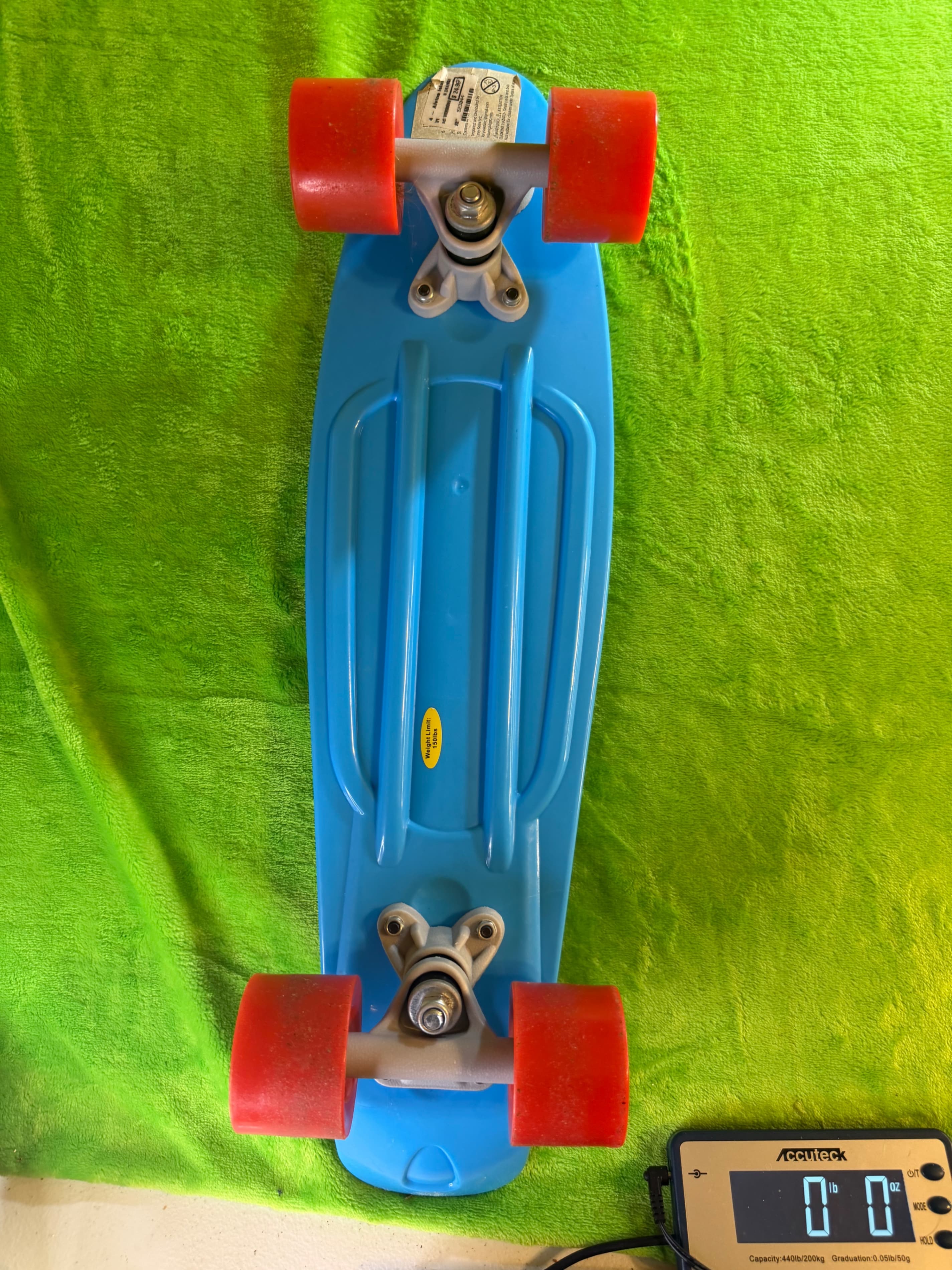 22in Mini Cruiser Penny Style Skateboard Blue Deck Red Wheels Complete