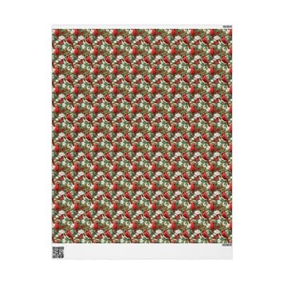 Cardinal Christmas Wrapping Paper Bird and Holly Gift Wrap | Winter Wonderland