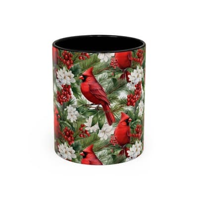Christmas Cardinal Coffee Mug, Winter Bird Decor, Holiday Gift for Nature Lovers