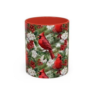 Christmas Cardinal Coffee Mug, Winter Bird Decor, Holiday Gift for Nature Lovers