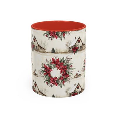 Festive Poinsettia Coffee Mug, Christmas Gift, Holiday Decor, Winter Kitchen